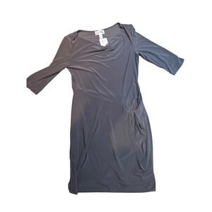 Joseph Ribkoff Women's Size 12 Grey Drape Front 3/4 Sleeve Sheath Dress